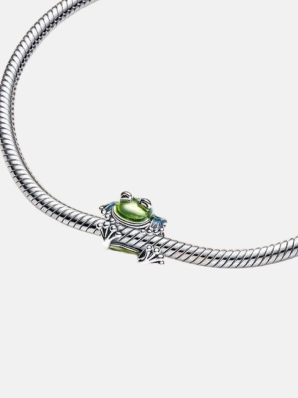 Pandora Silver Bracelet with Green Frog Enamel Charm